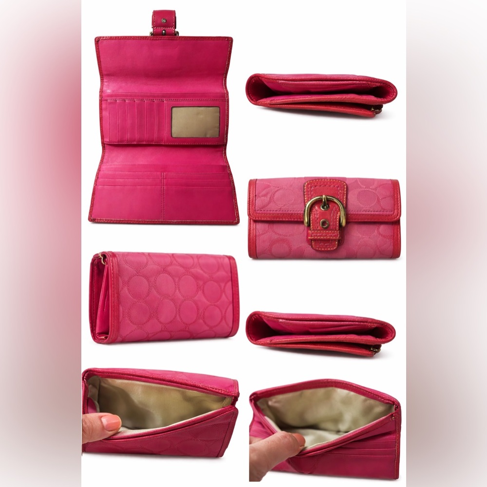 Coach Soho Y2K Early 2000 Peony Pink Buckle- Wallet Signature C - Picture 4 of 8